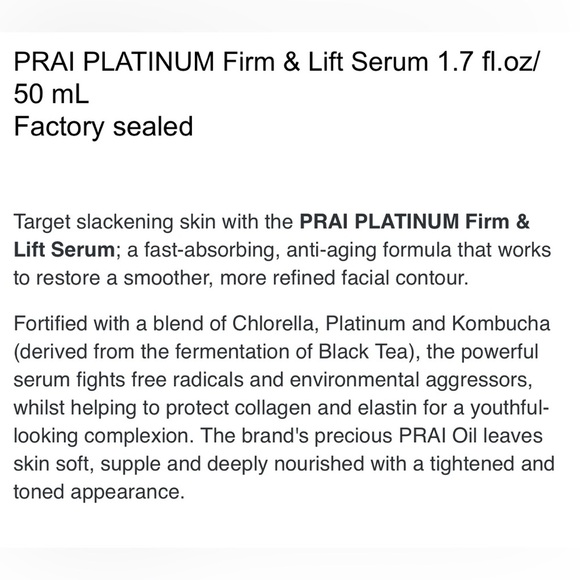 PRAI Beauty NEW Platinum Firm & Life Serum 1.7 fl oz FACTORY SEALED - Picture 5 of 7